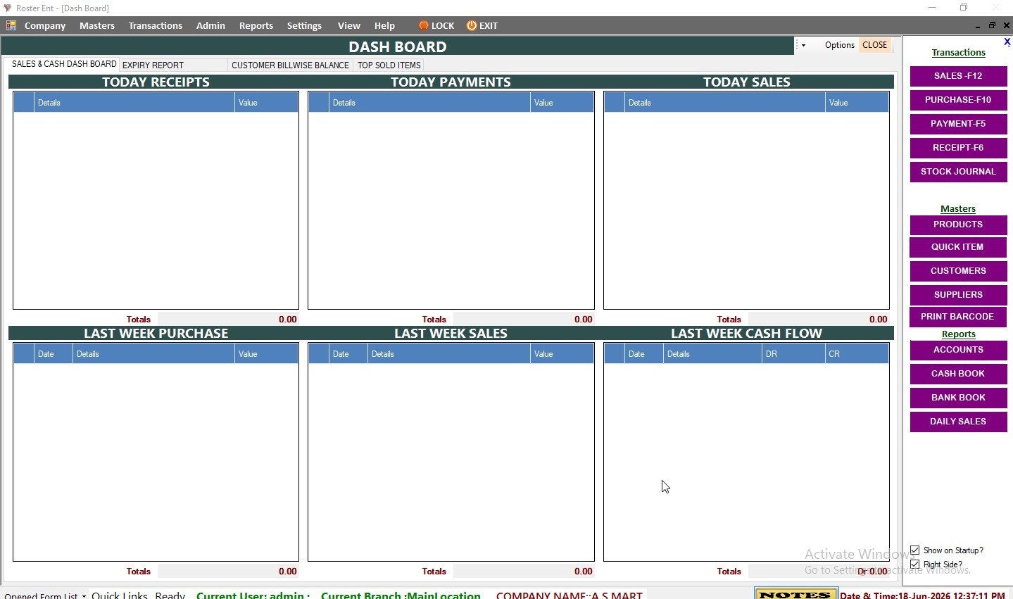 Roster online cloud billing dashboard